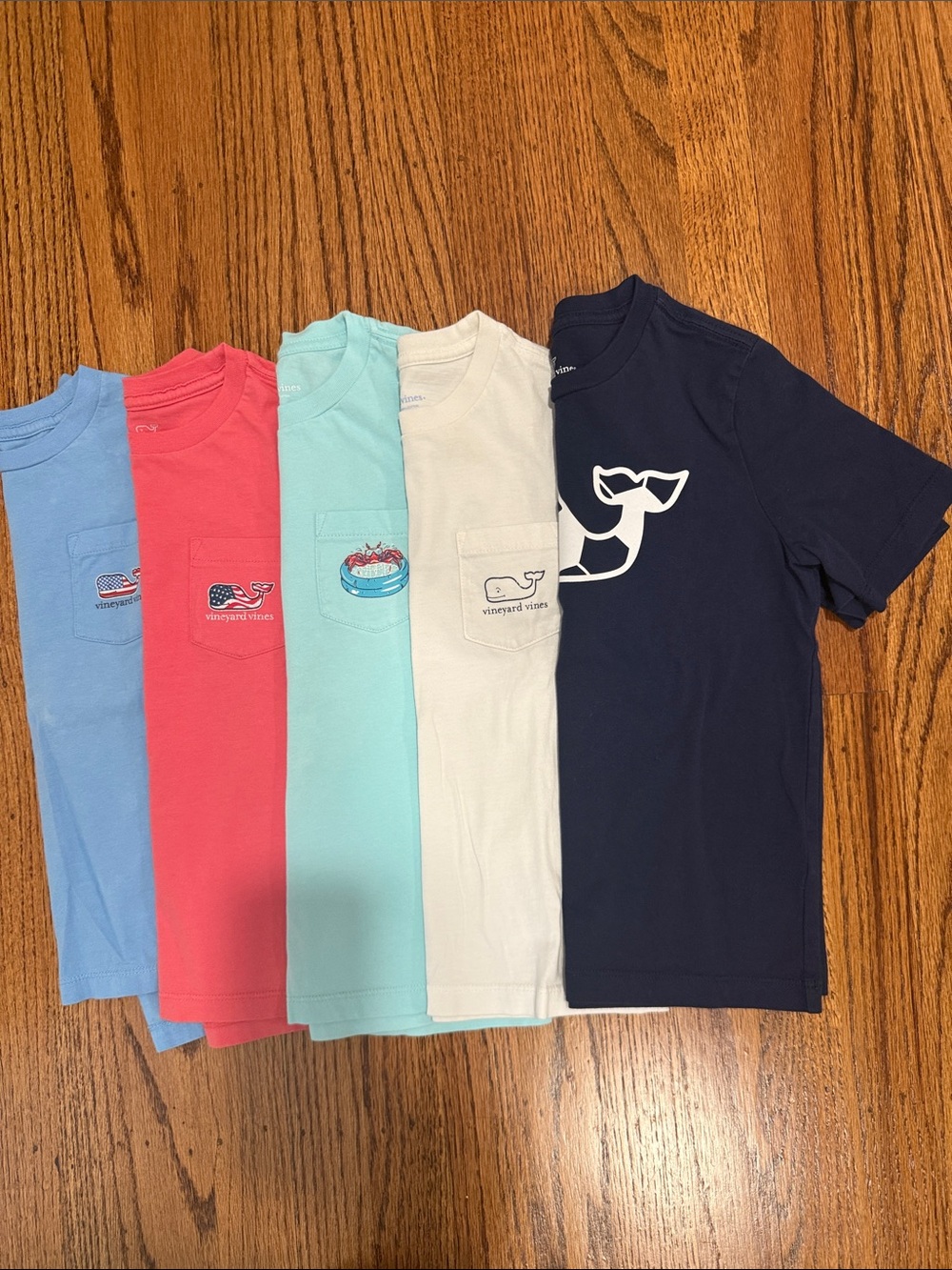 Set of 5 Boy Vineyard Vines Whale Pocket T-Shirts (5)